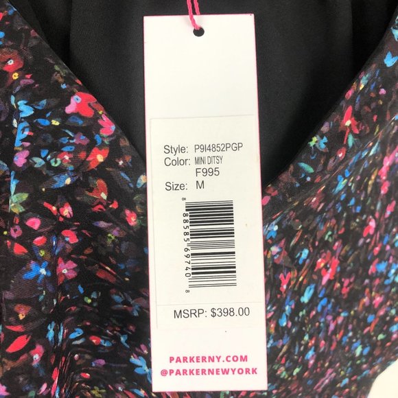 Parker NWT $398 Women's Medium Long Sleeve Ruffle Mini Ditsy Floral Shirt Dress - Picture 11 of 12